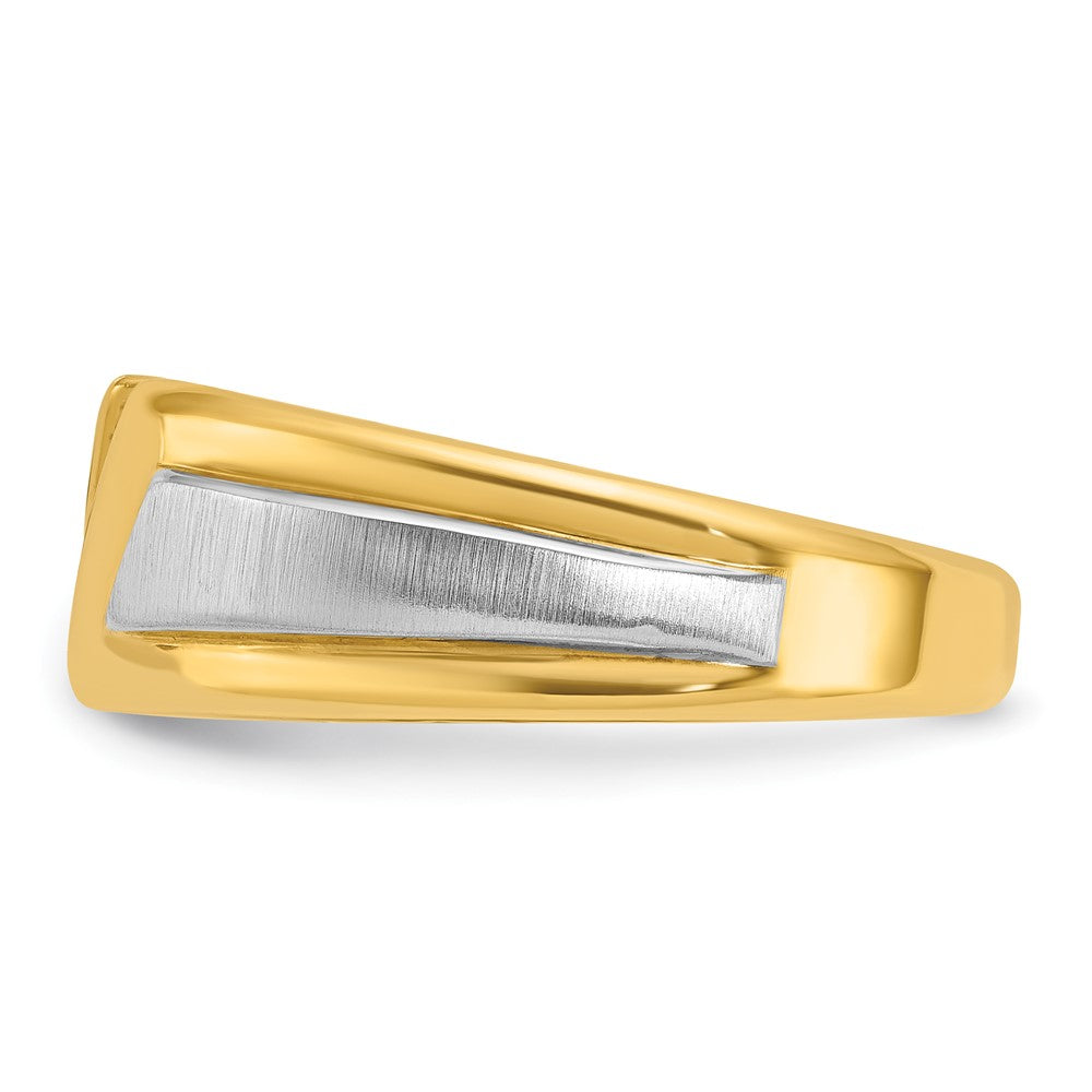 10K Two-Tone Ibgoodman Men'S Polished And Satin 3-Stone 1/4 Carat A Quality Diamond Ring