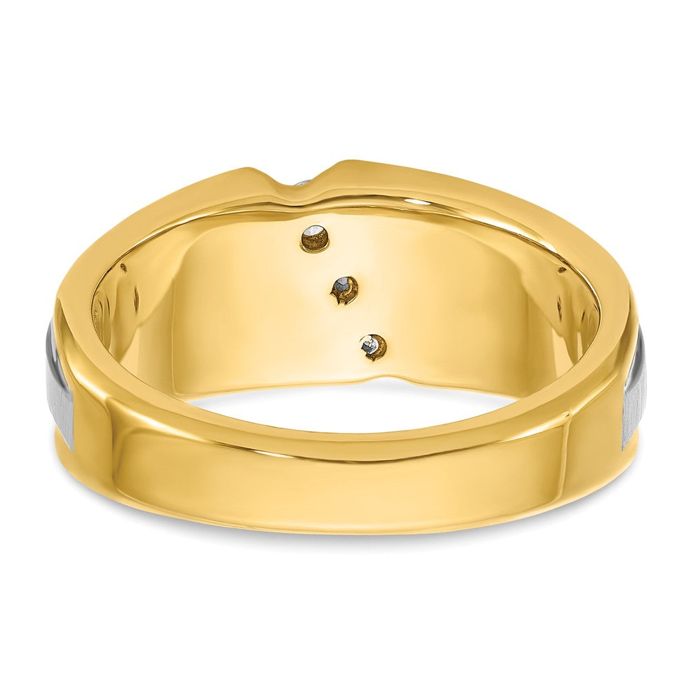 10K Two-Tone Ibgoodman Men'S Polished And Satin 3-Stone 1/4 Carat A Quality Diamond Ring
