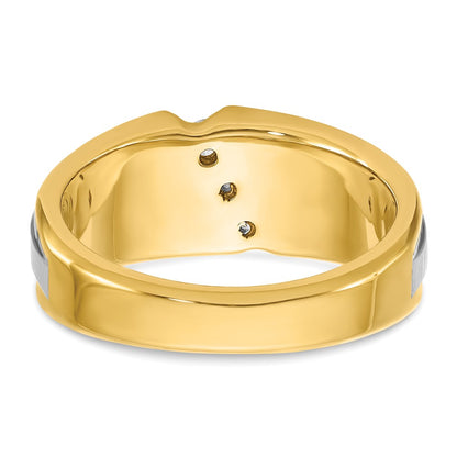 10K Two-Tone Ibgoodman Men'S Polished And Satin 3-Stone 1/4 Carat A Quality Diamond Ring