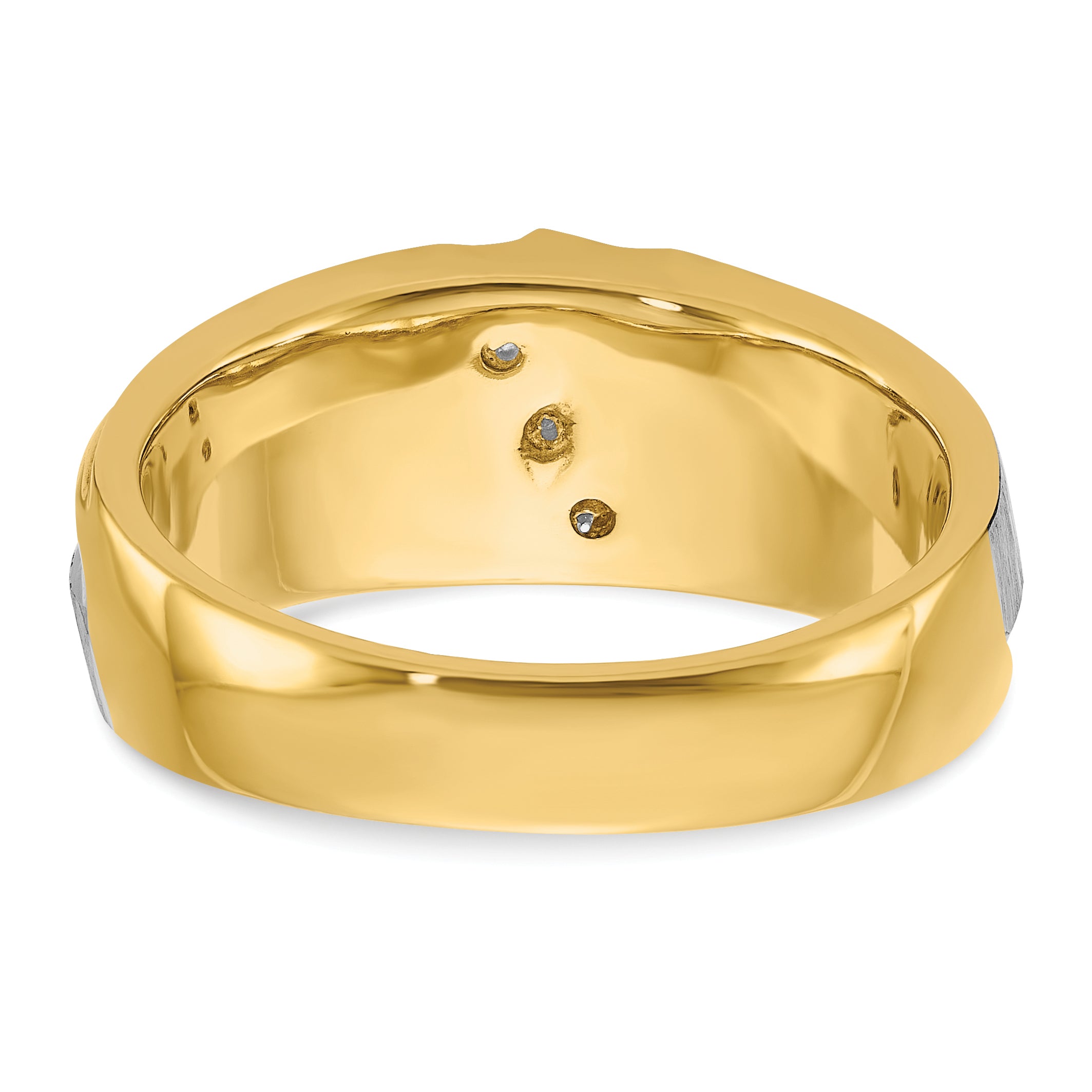 14k Two-tone Gold Men's Polished and Satin 1/4 carat Diamond Complete Ring