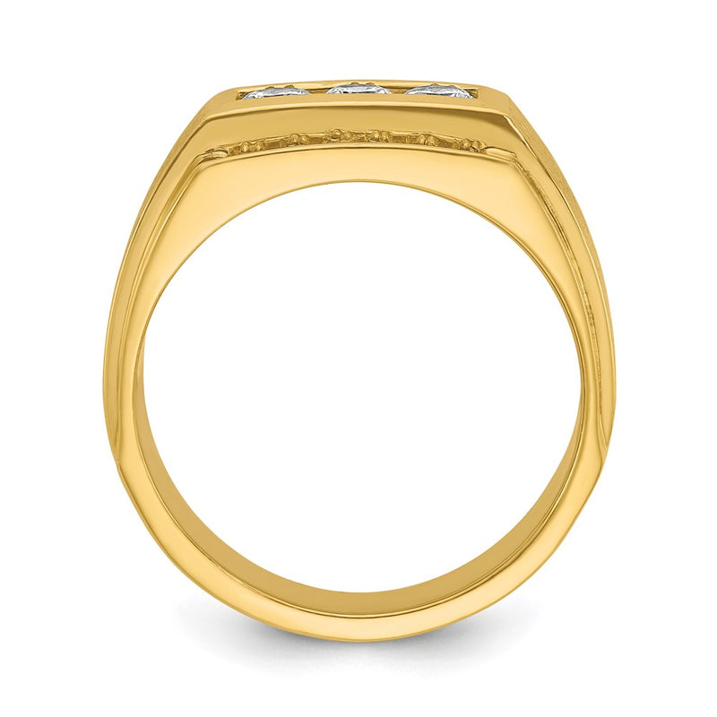 14k Yellow Gold Men's Polished and Satin 3/4 carat Diamond Complete Ring