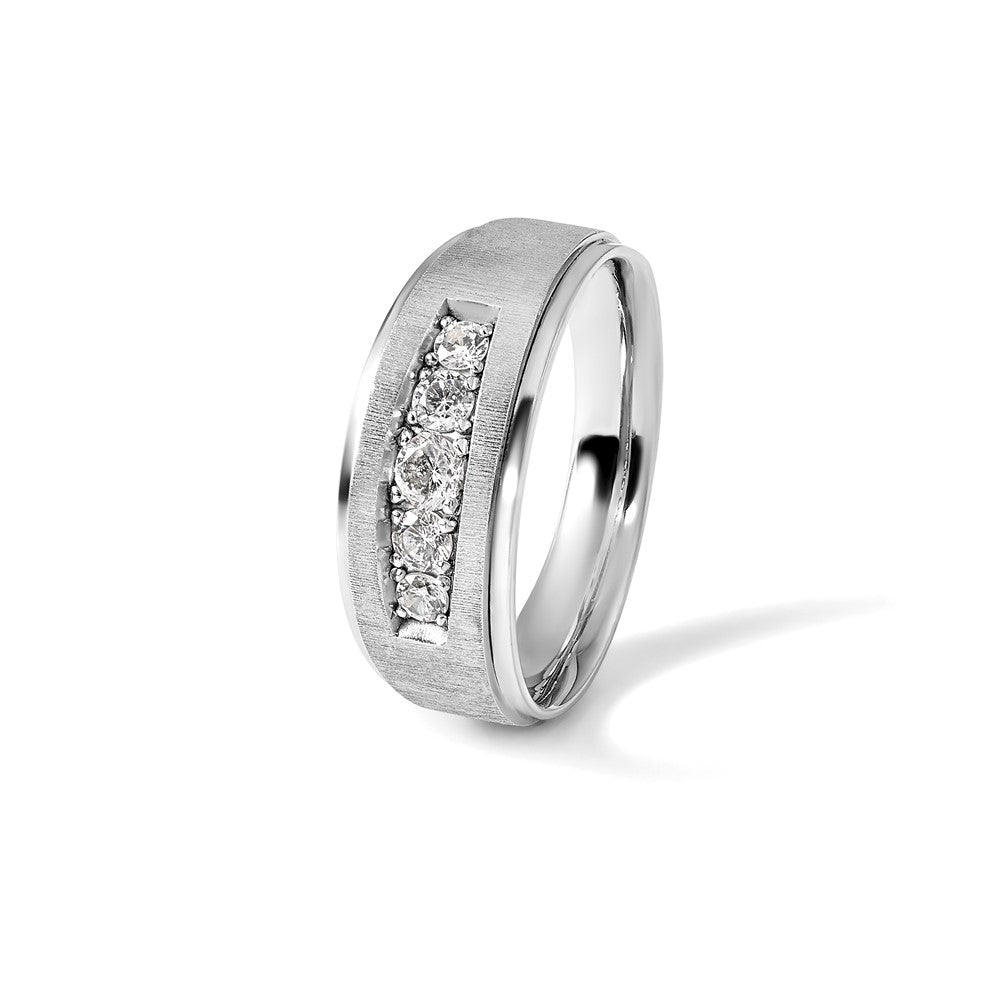 14k White Gold Men's 1/2 carat Diamond Complete Ring