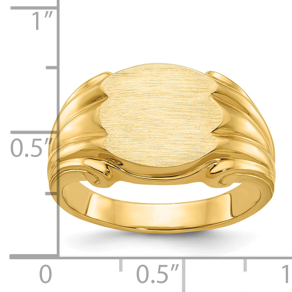 14k Yellow Gold 12x10mm Men's Signet Ring