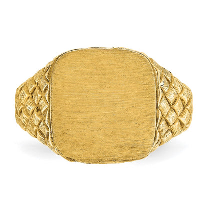 14k Yellow Gold 14.8x14.8mm Men's Cushion Signet Ring