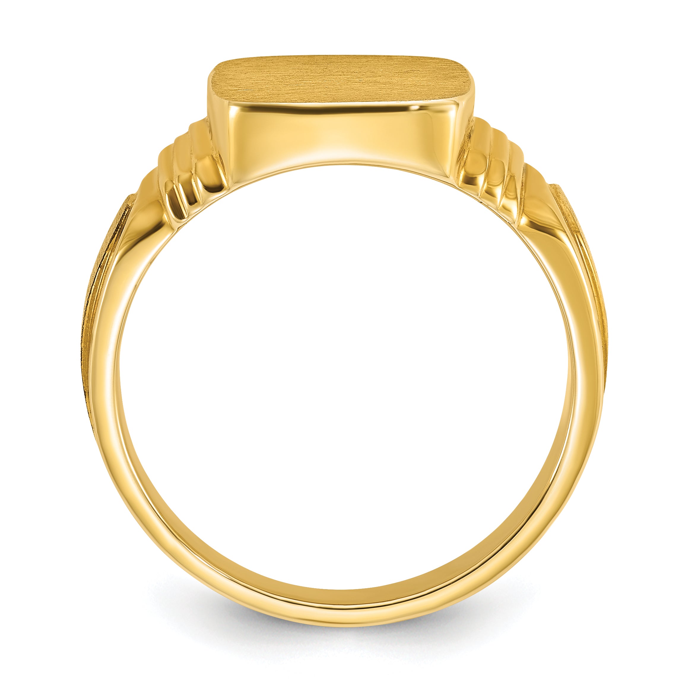 14k Yellow Gold 14x12mm Men's Cushion Signet Ring