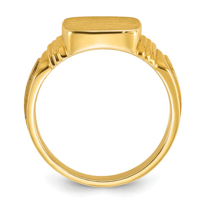 14k Yellow Gold 14x12mm Men's Cushion Signet Ring