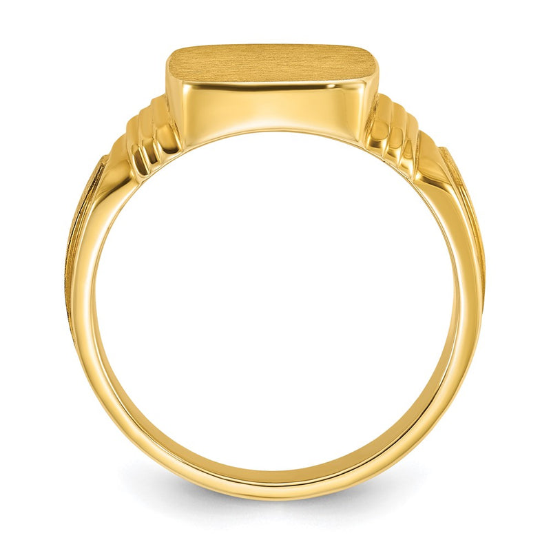 14k Yellow Gold 14x12mm Men's Cushion Signet Ring