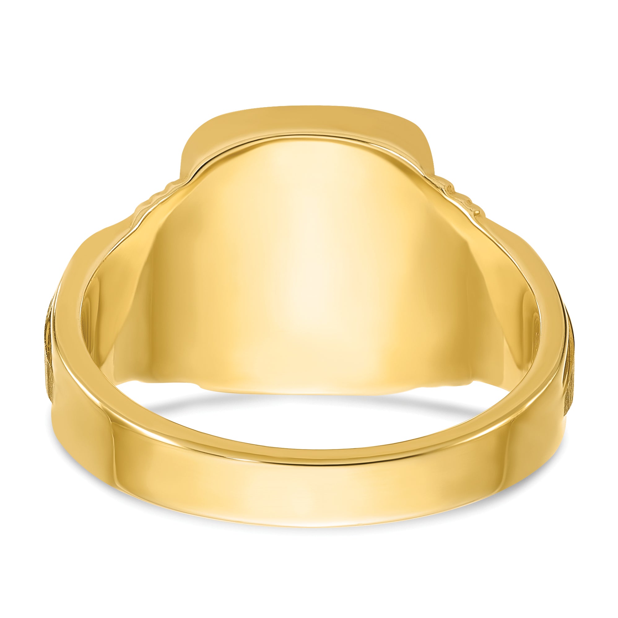 14k Yellow Gold 14x12mm Men's Cushion Signet Ring