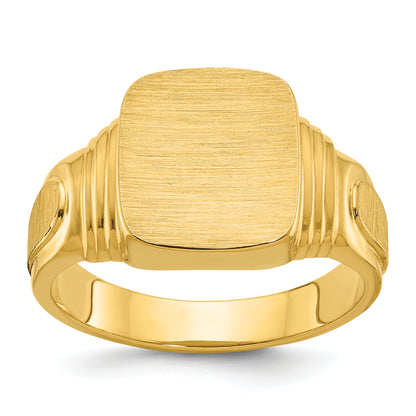 14k Yellow Gold 14x12mm Men's Cushion Signet Ring