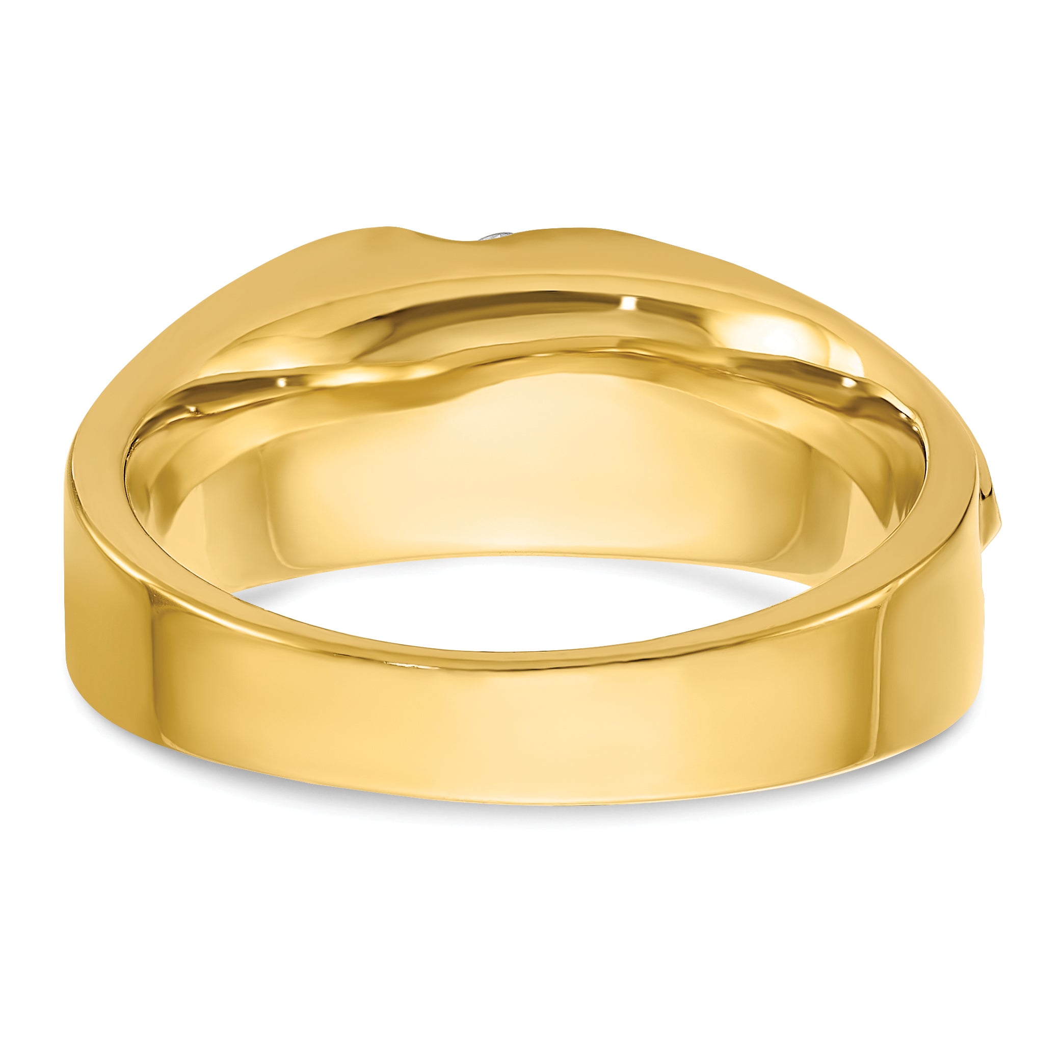 14k Two-tone Gold Men's Polished and Satin 1/4 carat Diamond Complete Ring