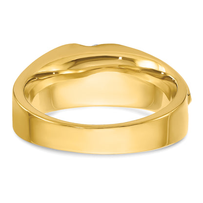 14k Two-tone Gold Men's Polished and Satin 1/4 carat Diamond Complete Ring