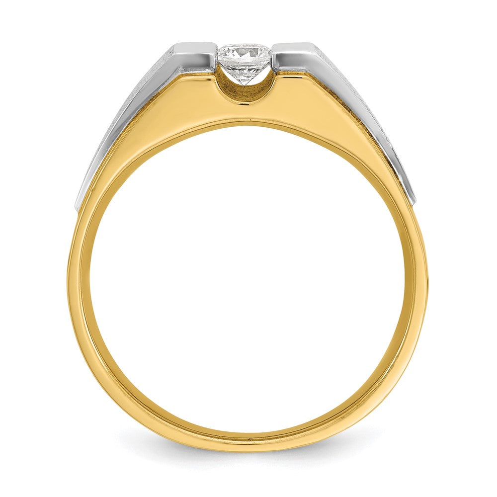 14k Two-tone  Two tone 1/4 Ct. Lab Grown Diamond VS/SI+ G+ Complete Polished and Satin Men's Ring