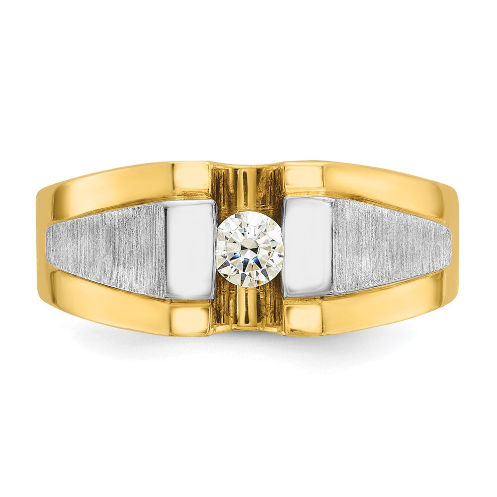 14k Two-tone  Two tone 1/4 Ct. Lab Grown Diamond VS/SI+ G+ Complete Polished and Satin Men's Ring