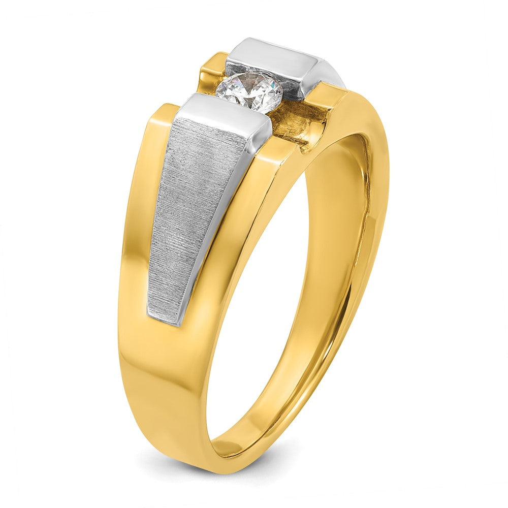 14k Two-tone  Two tone 1/4 Ct. Lab Grown Diamond VS/SI+ G+ Complete Polished and Satin Men's Ring