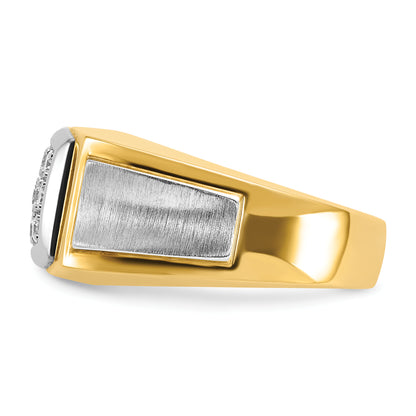 14k Two-tone Gold Men's Satin 1/2 carat Diamond Cluster Complete Ring