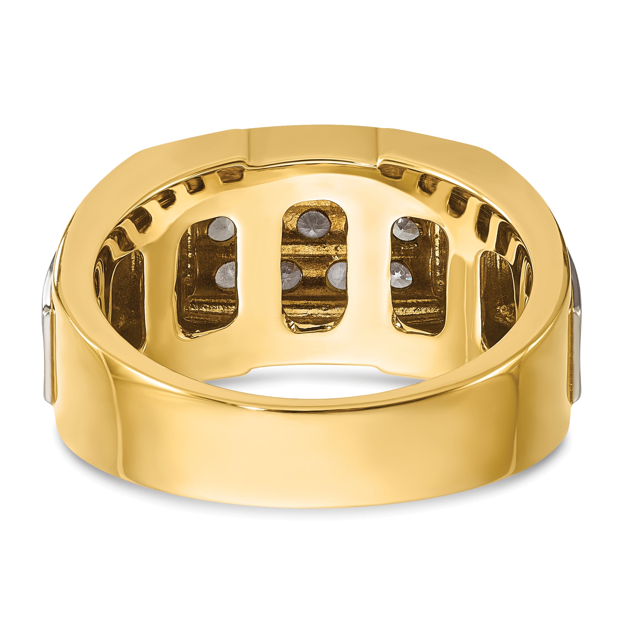 14k Two-tone Gold Men's Satin 1/2 carat Diamond Cluster Complete Ring