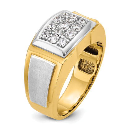 14k Two-tone Gold Men's Satin 1/2 carat Diamond Cluster Complete Ring