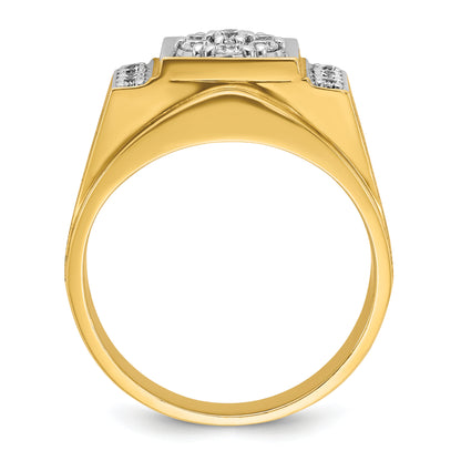 14k Two-tone Gold Men's Polished and Satin 1/2 carat Diamond Complete Ring