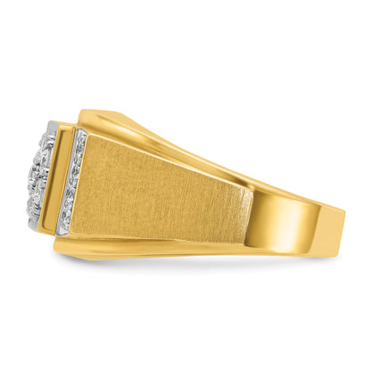 14k Two-tone Gold Men's Polished and Satin 1/2 carat Diamond Complete Ring