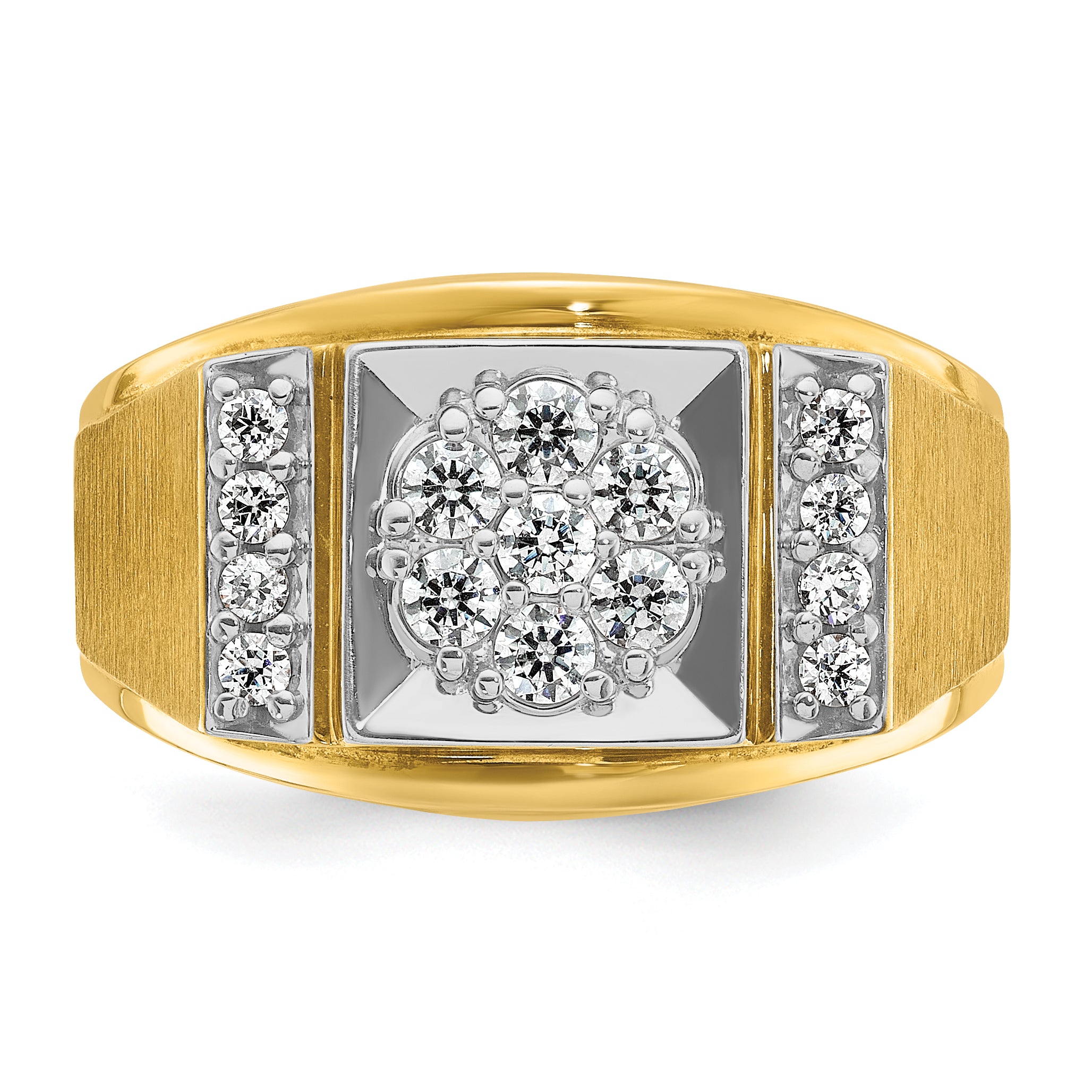 14k Two-tone Gold Men's Polished and Satin 1/2 carat Diamond Complete Ring
