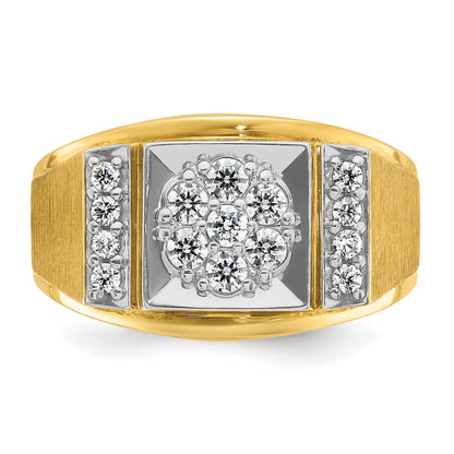 14k Two-tone Gold Men's Polished and Satin 1/2 carat Diamond Complete Ring