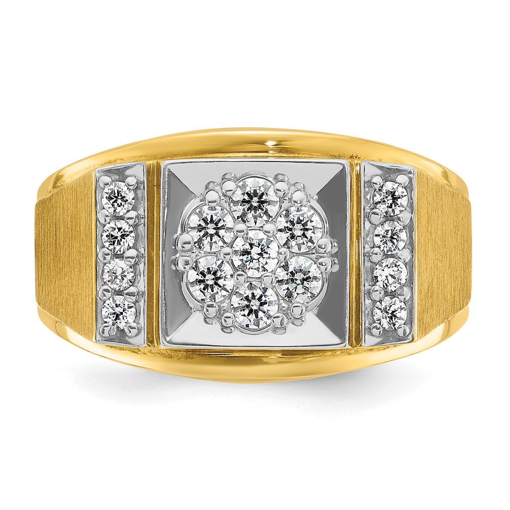 14k Two-tone Gold Men's Polished and Satin 1/2 carat Diamond Complete Ring