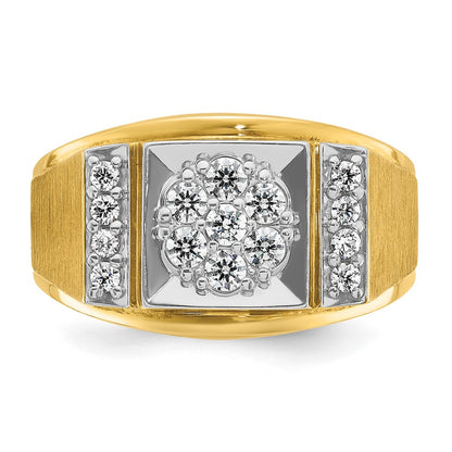 14k Two-tone Gold Men's Polished and Satin 1/2 carat Diamond Complete Ring