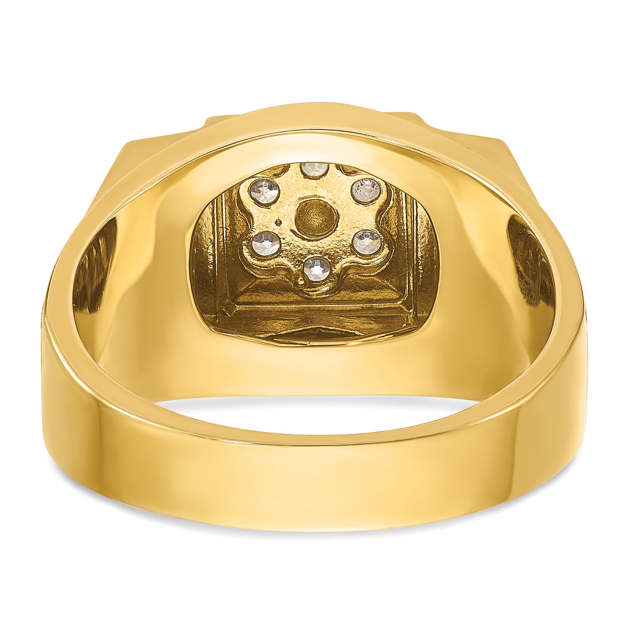 14k Two-tone Gold Men's Polished and Satin 1/2 carat Diamond Complete Ring