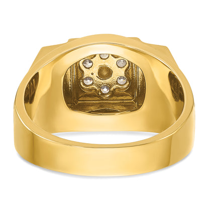 14k Two-tone Gold Men's Polished and Satin 1/2 carat Diamond Complete Ring
