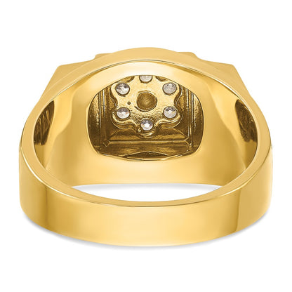 14k Two-tone Gold Men's Polished and Satin 1/2 carat Diamond Complete Ring