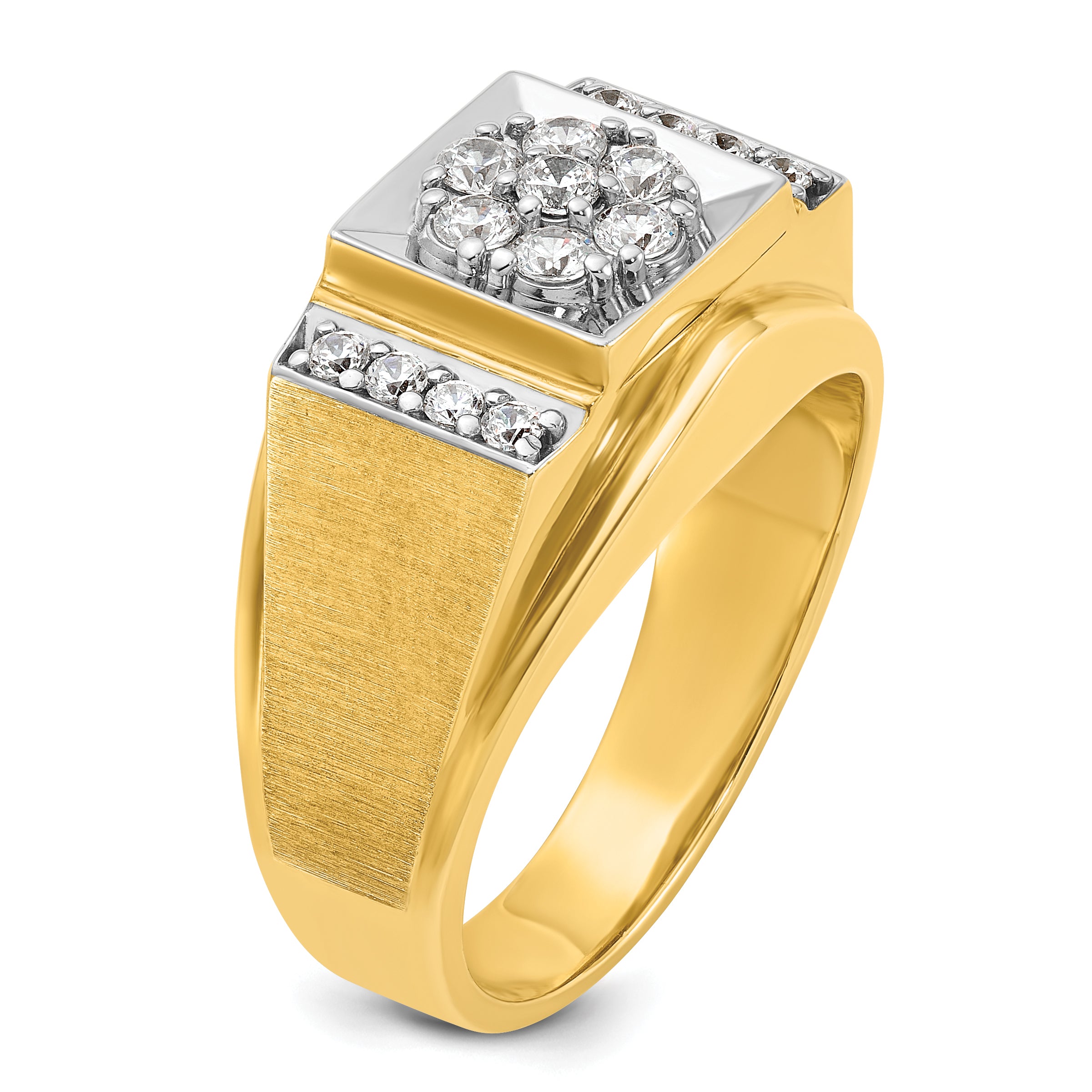 14k Two-tone Gold Men's Polished and Satin 1/2 carat Diamond Complete Ring