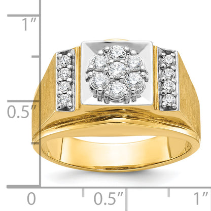 14k Two-tone Gold Men's Polished and Satin 1/2 carat Diamond Complete Ring
