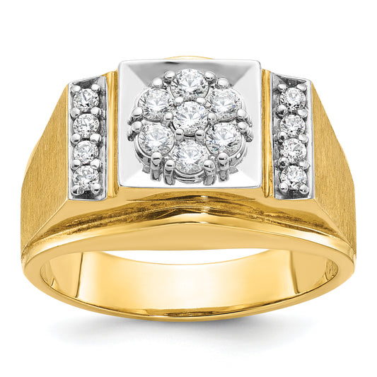 14k Two-tone Gold Men's Polished and Satin 1/2 carat Diamond Complete Ring