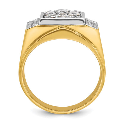 14k Two-tone Two Tone 1 Ct. Lab Grown Diamond VS/SI+ G+ Men's Polished and Satin Cluster Ring