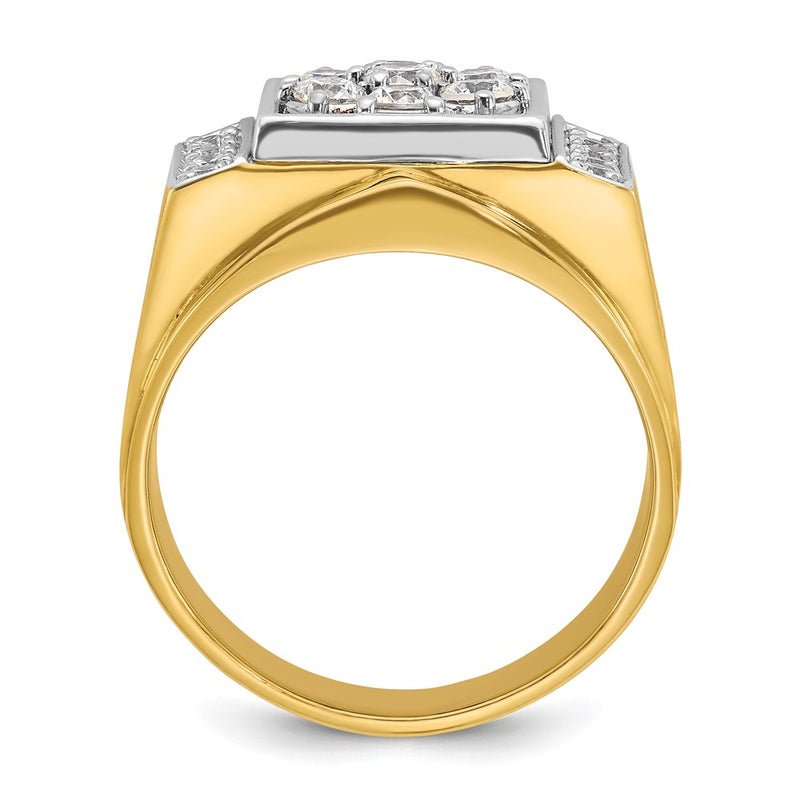 14k Two-tone Two Tone 1 Ct. Lab Grown Diamond VS/SI+ G+ Men's Polished and Satin Cluster Ring
