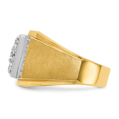14k Two-tone Gold Men's Polished and Satin 1 carat Diamond Complete Ring