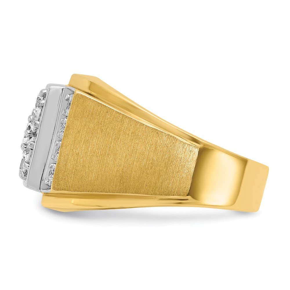 14k Two-tone Two Tone 1 Ct. Lab Grown Diamond VS/SI+ G+ Men's Polished and Satin Cluster Ring