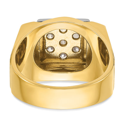 14k Two-tone Gold Men's Polished and Satin 1 carat Diamond Complete Ring