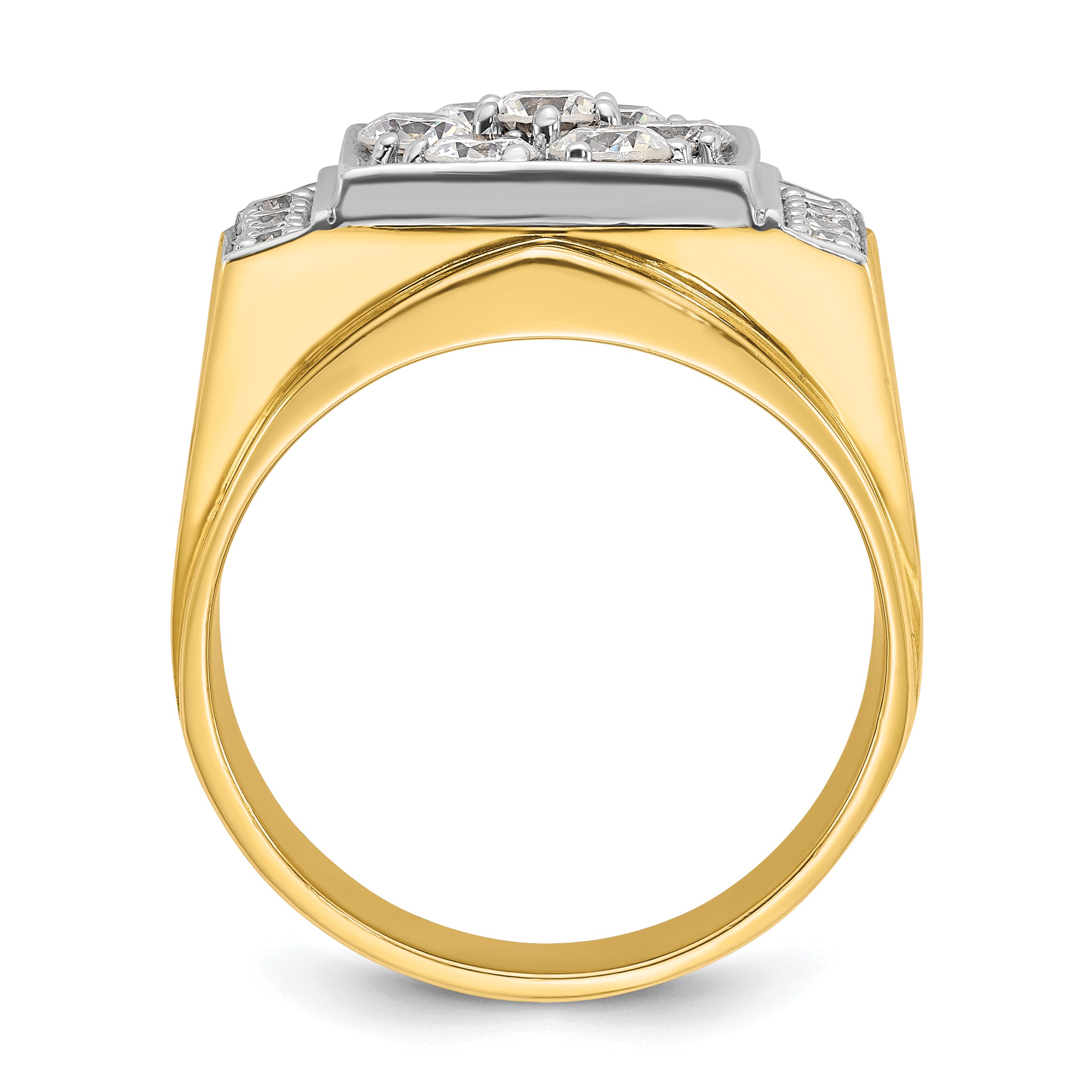 14k Two-tone Gold Men's Polished and Satin 1.5 carat Diamond Complete Ring