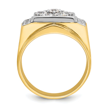 14k Two-tone Gold Men's Polished and Satin 1.5 carat Diamond Complete Ring