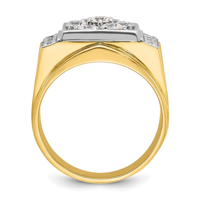 14k Two-tone Gold Men's Polished and Satin 1.5 carat Diamond Complete Ring