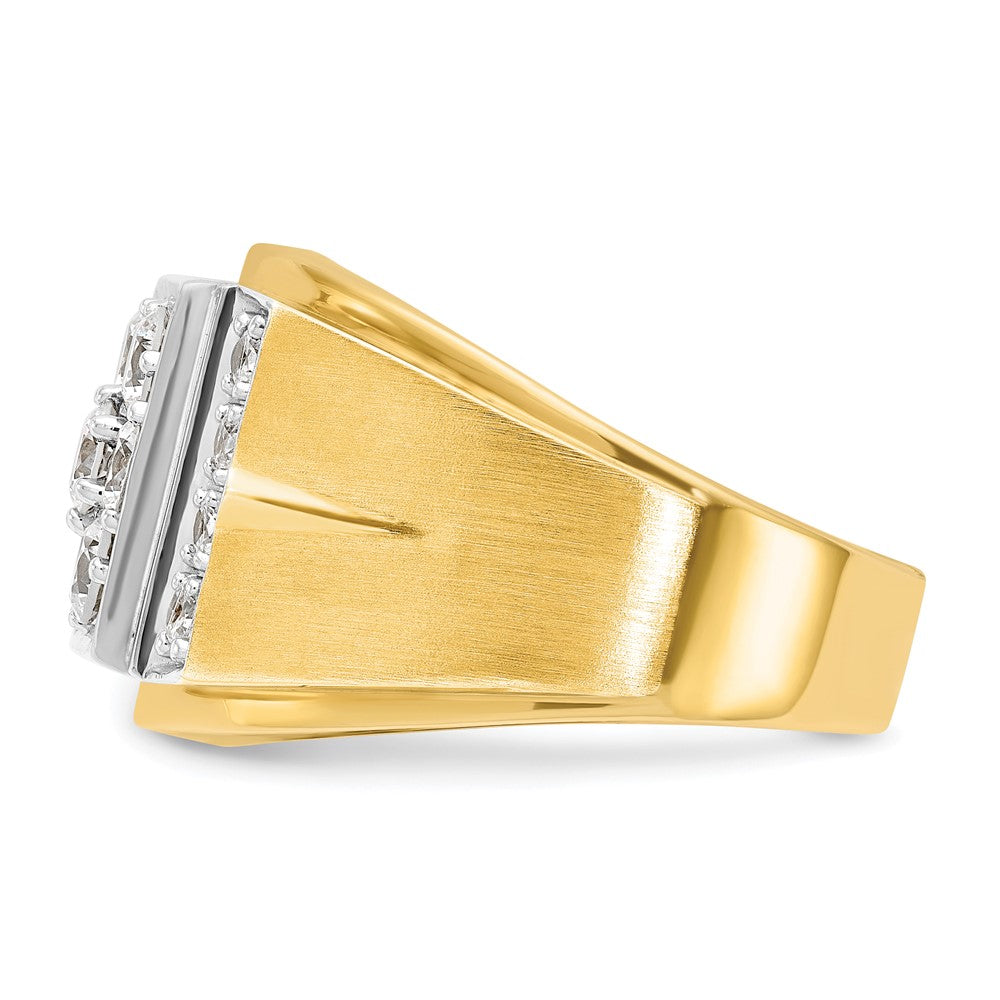 14k Two-tone Two Tone 1 1/2 Ct. Lab Grown Diamond VS/SI+ G+ Men's Polished and Satin Cluster Ring