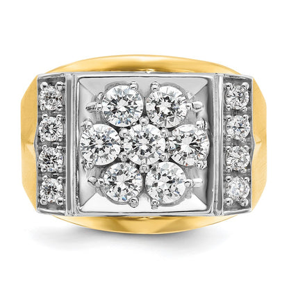 14k Two-tone Two Tone 1 1/2 Ct. Lab Grown Diamond VS/SI+ G+ Men's Polished and Satin Cluster Ring