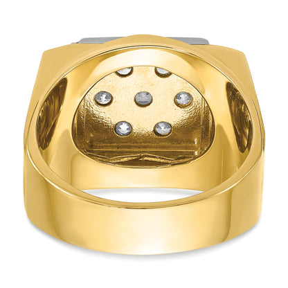 14k Two-tone Gold Men's Polished and Satin 1.5 carat Diamond Complete Ring
