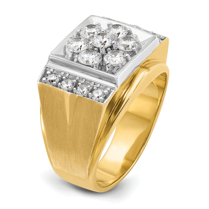 14k Two-tone Gold Men's Polished and Satin 1.5 carat Diamond Complete Ring