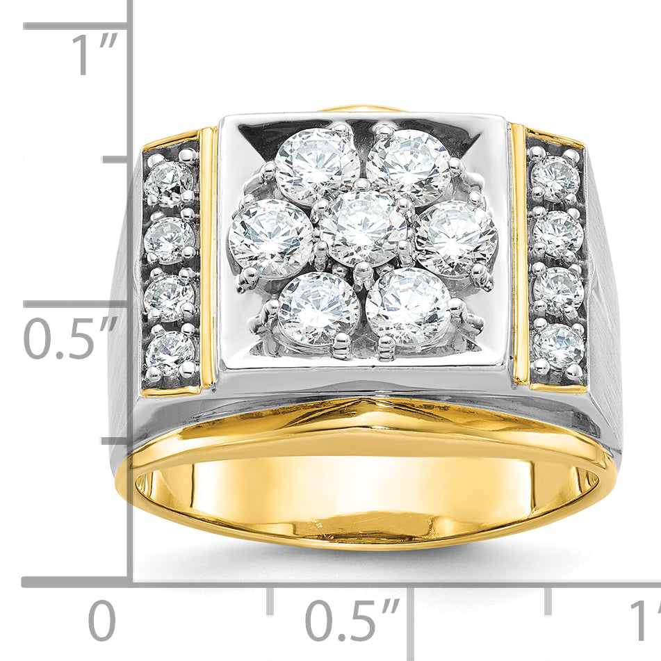14k Two-tone Gold Men's Polished and Satin 1.5 carat Diamond Complete Ring