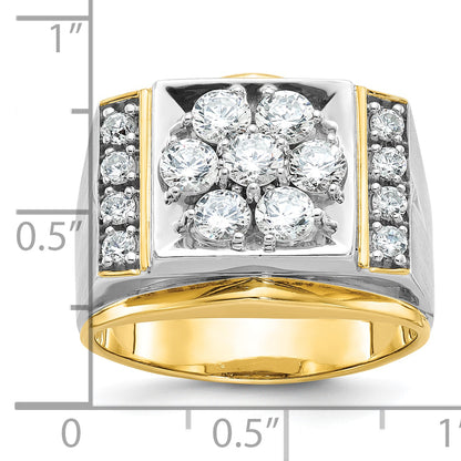 14k Two-tone Gold Men's Polished and Satin 1.5 carat Diamond Complete Ring