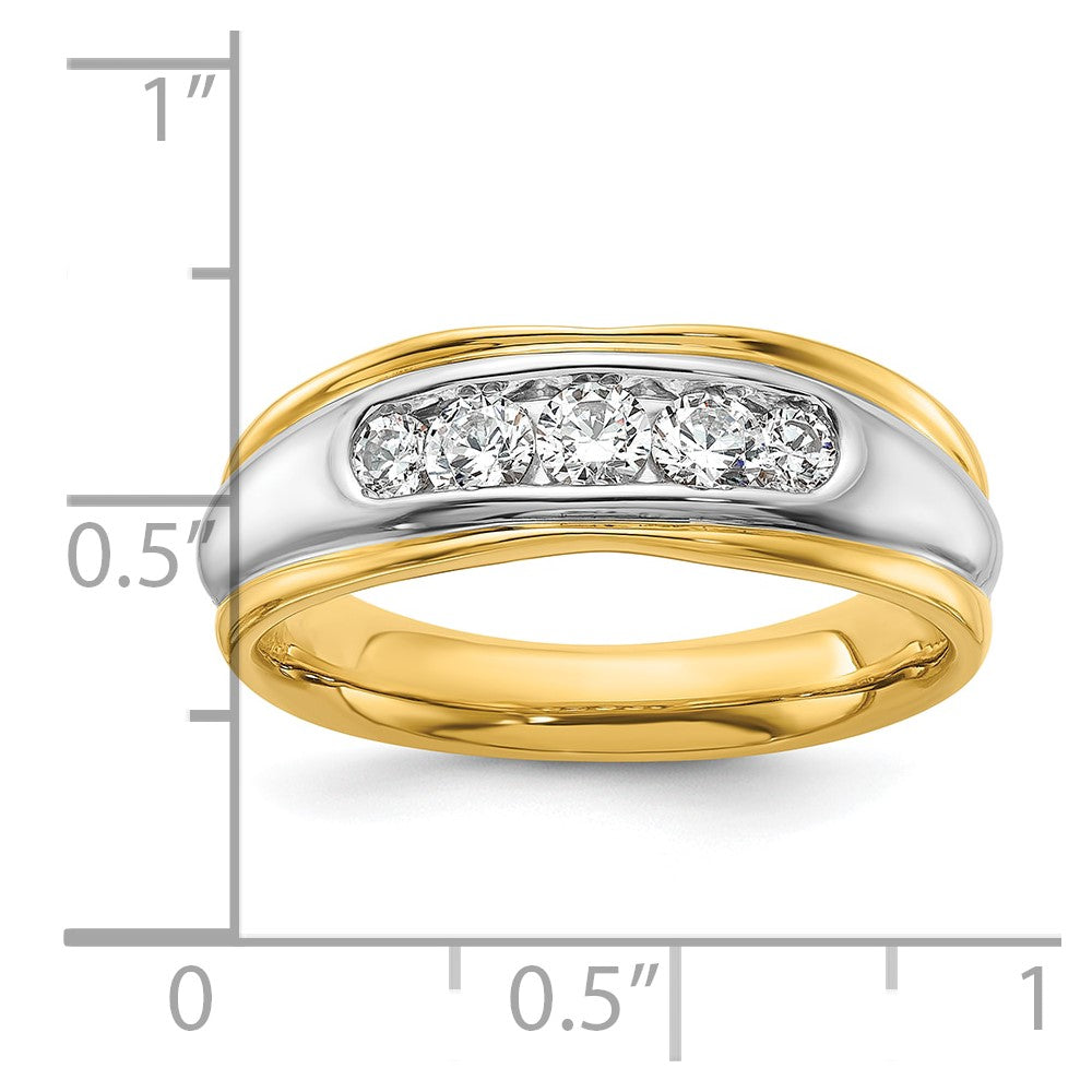 14k Two-tone Two Tone 1/2 Ct. Lab Grown Diamond VS/SI+ G+ Polished and Grooved Men's Ring