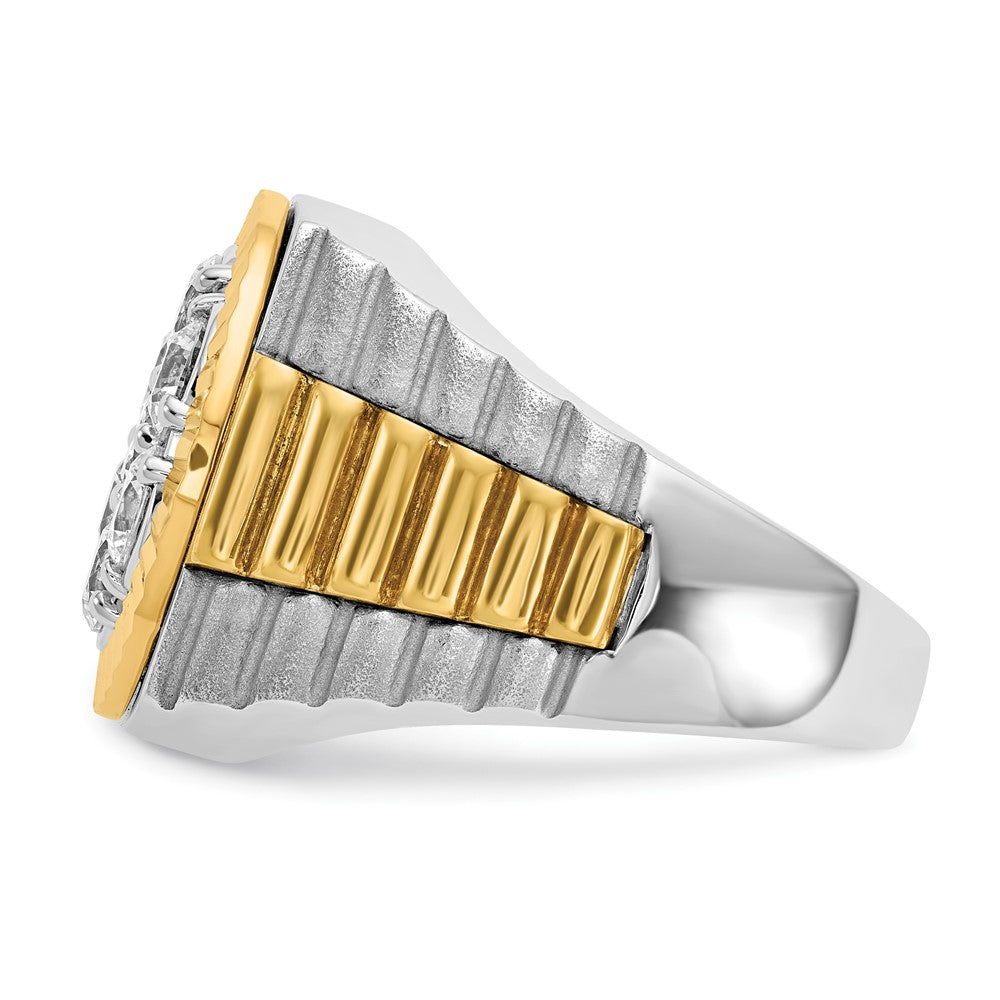 14Ktt Two-Tone Gold IBGoodman Men's Polished Satin & D/C Round Cluster Ring Mtg