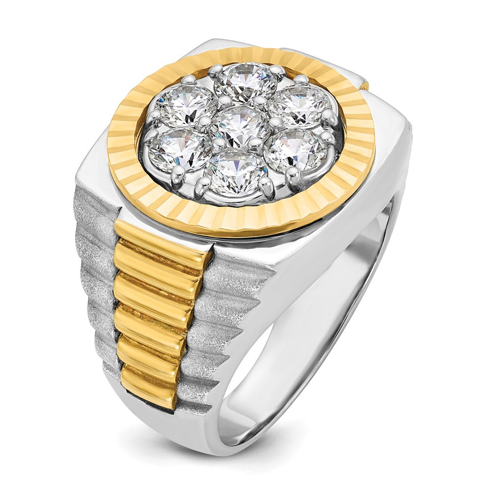 14Ktt Two-Tone Gold IBGoodman Men's Polished Satin & D/C Round Cluster Ring Mtg